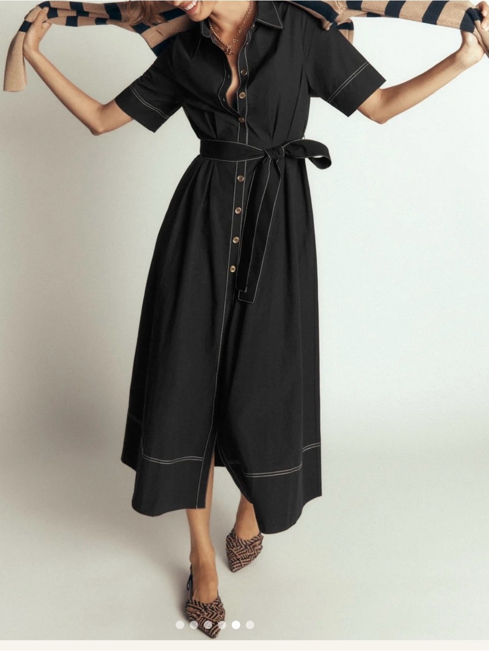 Boden dress NWT US 10 Sarah cotton midi shirt dress, black CURRENT! $190 online
